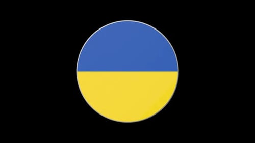 3D Spinning Flag of Ukraine Emblem Button Animation
