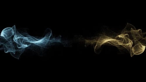 HD 3D animation of an abstract fractal light silk elegant field with particles