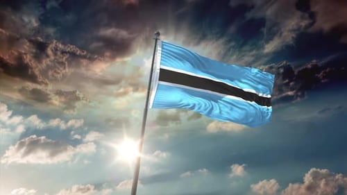 Botswana Flag With Sky