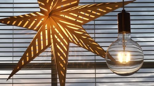 Glowing Bulb with Paper Star Holiday Home Decor