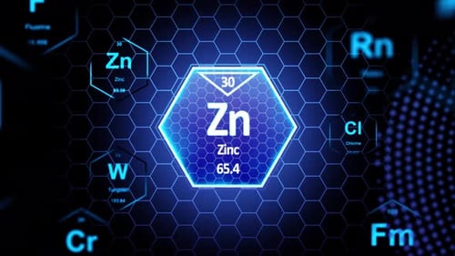 Élément périodique en zinc (Zn)