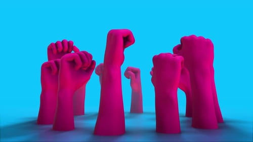 Abstract 3D Fists Rising and Falling Animation