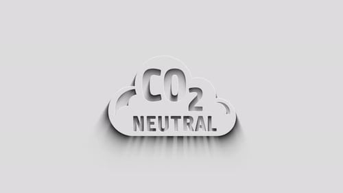 CO2-neutrales emissionsfreies Dekarbonisierungssymbol 3d mit Schatten