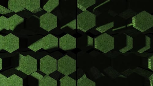 Hexagons Grüner 3D-Polygon-Bewegungshintergrund
