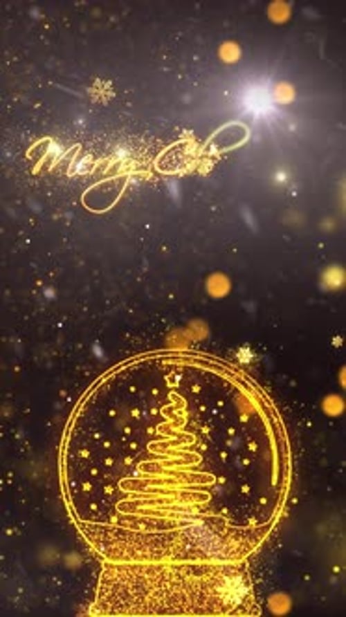 Glowing Christmas Snow Globe with Merry Christmas Text