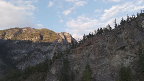 Mountains, Evergreen Trees, and a Scenic Landscape in British Columbia, Canada