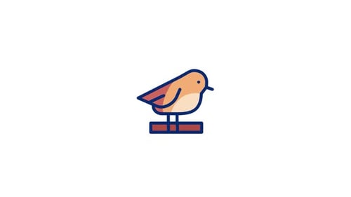 Animated Bird on Perch Icon with Flat Design