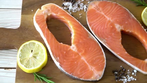 fresh raw salmon fillet steak