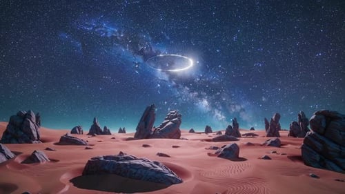 A Captivating and Mysterious Cosmic Landscape Adorned with an Intriguing Alien Structure