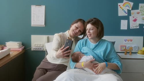 Having Video Call in Maternity Hospital Room