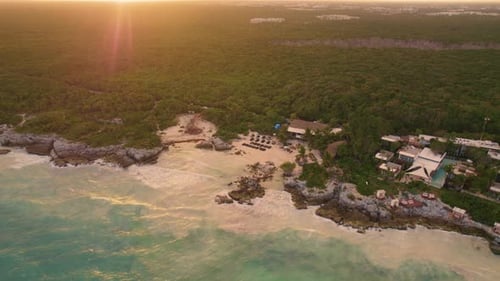 Aerial shot of Salto del Gitano beach in Monfragüe Natural Park, Caceres, Spain