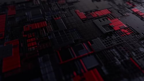 contexte technologique. Animation 3D avec vue de la surface de différentes formes géométriques