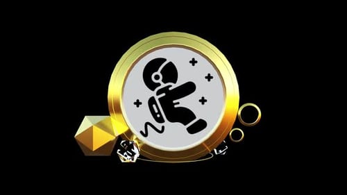 Rotating Gold Astronaut Emblem with Diamonds