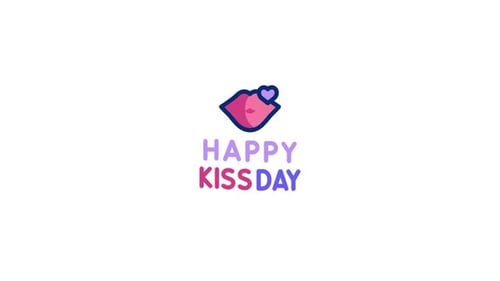 Animated Happy Kiss Day Title Card with Lips