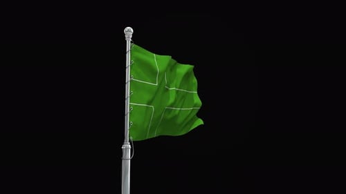 Waving Green Flag with Grid Placeholder Animation