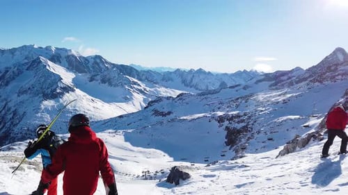 Climbing for the freeride at glacier