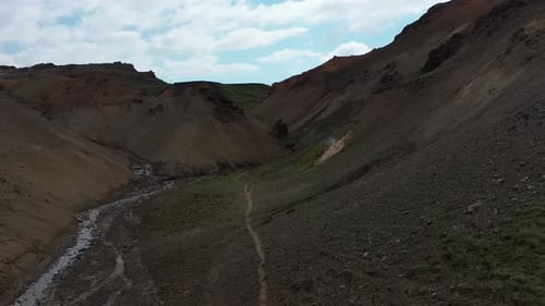 Aerial video of Hyaloclastite, Vesturhals and Sveifluhals, Trllladyngja Iceland.