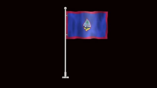 Guam Flag Waving Animation on Flagpole