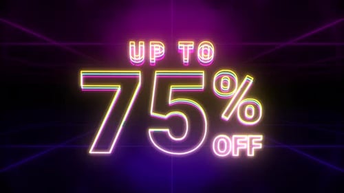Vibrant Neon Sale Promotion Text with Retro Grid Animation