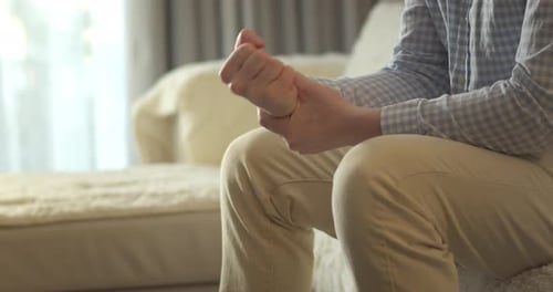 Senior Man Suffers From Painful Severe Knee Joint Pain Could Not Walk Illness Cramps Rheumatism