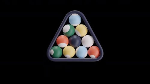 Minimalist Blue Halftone Billiard Balls in Triangle Rack Illustration