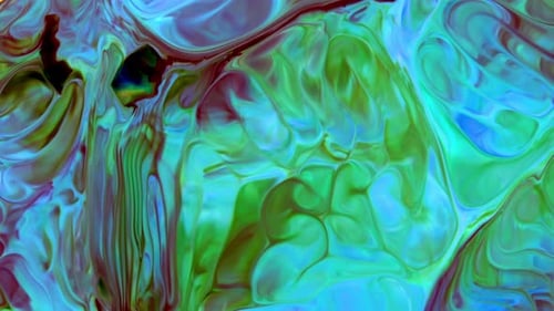 Abstract Swirling Paint of Blue and Green