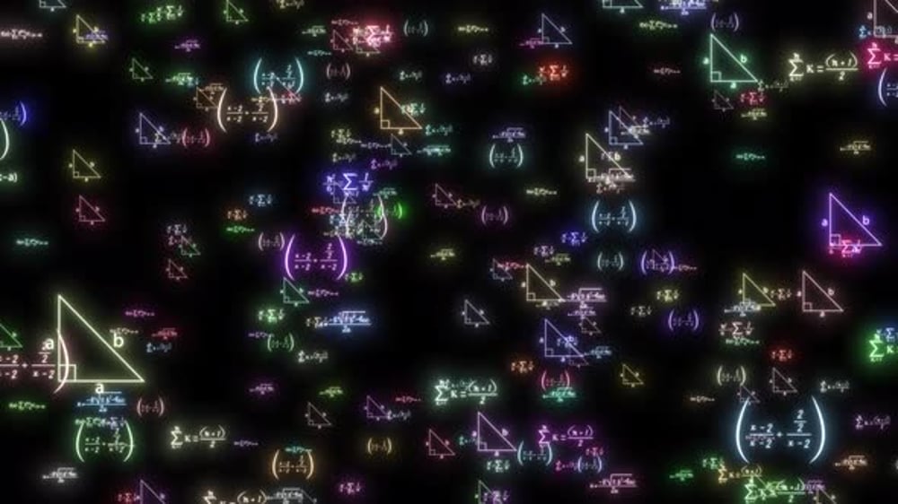 Glowing Neon Mathematical Formulas and Triangles Animated Loop ...