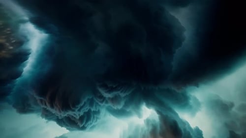 Heavy Stormy Cloudscape Dark Teal Dramatic Weather Background