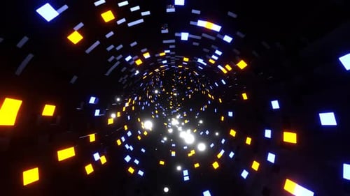 Blue and Orange Beautiful Neon Sci Fi Torus Tunnel Background VJ Loop l 4K