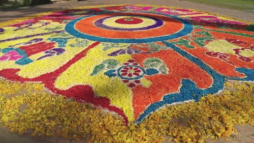 Vibrant and colorful completed mandala artwork