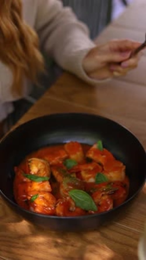 Delicious shrimps cooked in the restaurant