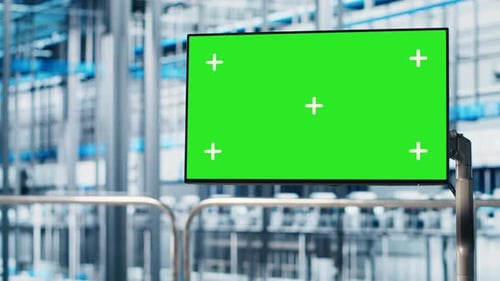 Green Screen Monitor in Industry 40 Industrial Plant Used to Automate Equipment