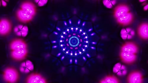 Dynamischer Neontunnel mit pulsierenden rosa und blauen Lichtern