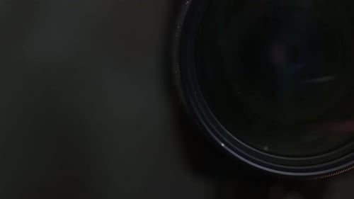 Close-up of an analog Super 8 camera lens