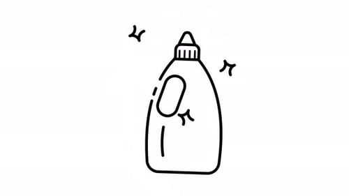 Animated Sketch of Cleaning Detergent Bottle Icon