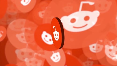Reddit 3D-Logo-Animation mit abstraktem Hintergrund mit Farbverlauf
