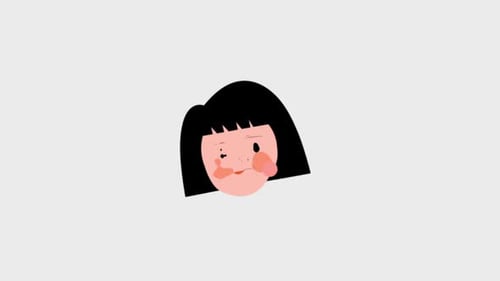 Animated Flat Design Character Faces with Changing Expressions