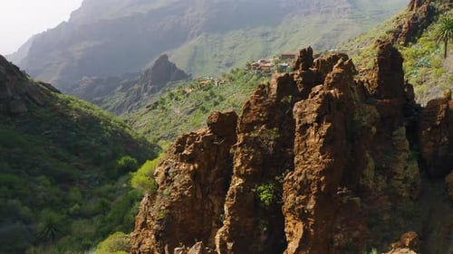 Spectacular Aerial View of Mountain Landscape Range Cliffs and Steep Crags