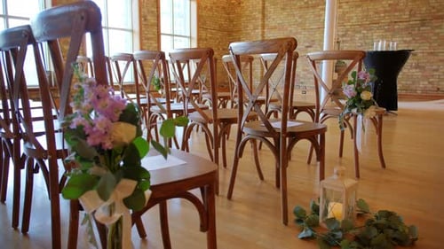 Wedding Ceremony Decoration in Beautifully Lit Urban Venue