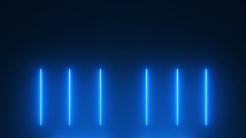 Abstract Blue Neon Vertical Lines Glowing Animation