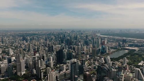 Highrise Buildings and Commercial District View Bangkok Thailand