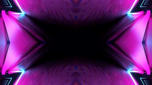 Blue And Pink Abstract Symmetrical Neon Background Vj Loop In 4K