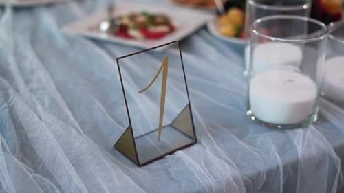 Wedding Table Decor with Number One Sign