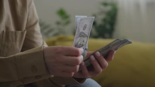 Counting Cash in Hand Close Up