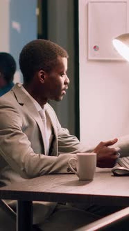 Vertical Video Manager Doing Training Video in Office