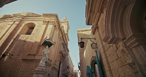 Historic Street Architecture of Mdina in Malta Featuring Beautiful Houses