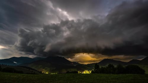 Storm is Coming with Dramatic Stormy Clouds in Countryside Landscape Time lapse
