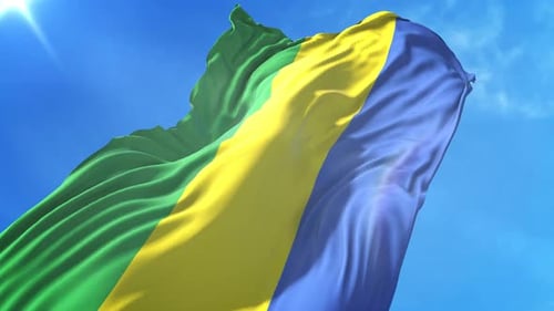 Gabon Flag Low Angle View
