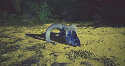 Animal Skull on Desert Sand with Shifting Light