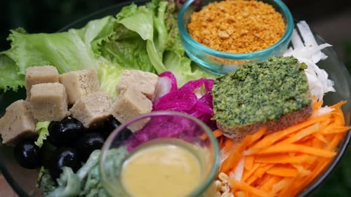 Close Up of Healthy Vegan Food Plate